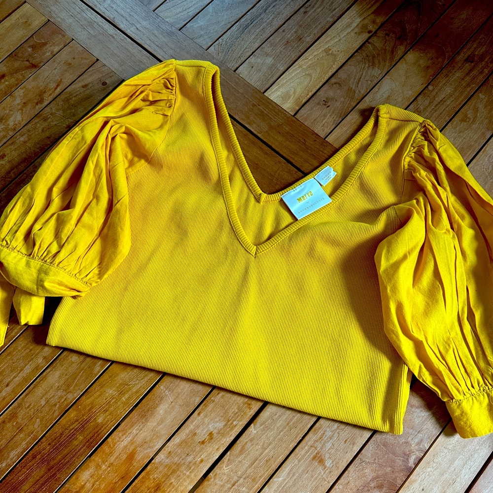 Anthropologie MAEVE Puff-Sleeved Top (NWOT)